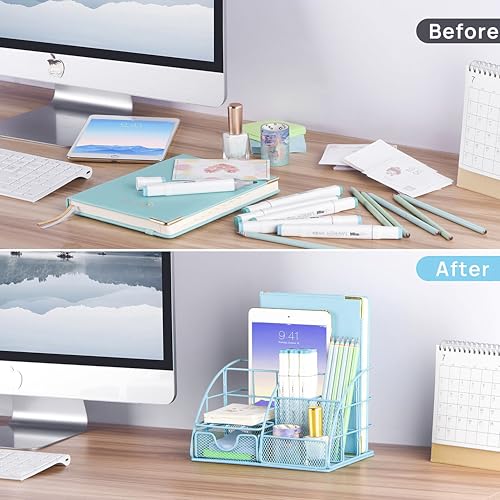 Scindaly Office Desk Accessories 11-Piece & Desk Organizers and Accessories - color: Blue