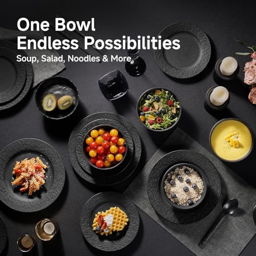 KINGSTONE Bowl Set of 6, 20.4 oz Matte Marble Pattern Stoneware Soup Bowls - size: 6 Pieces