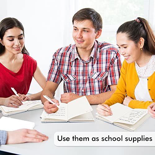 feela 12 Pack Notebooks Journals Bulk, Hardcover Notebook Classic Ruled Lined Journals with Pen Holder for Women Girls School Business Supplies, with 12 Black Pens, 120 GSM, 5.1”x8.3”, A5, White - color: 12 White