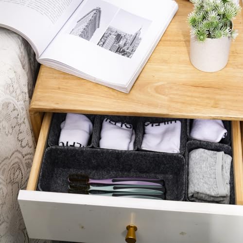 Felt Desk Drawer Organizer, 8pcs Shallow Storage Trays Bins, Office Accessories Box Inserts College Jewelry & Makeup Boxes Containers(Black) - color: Black