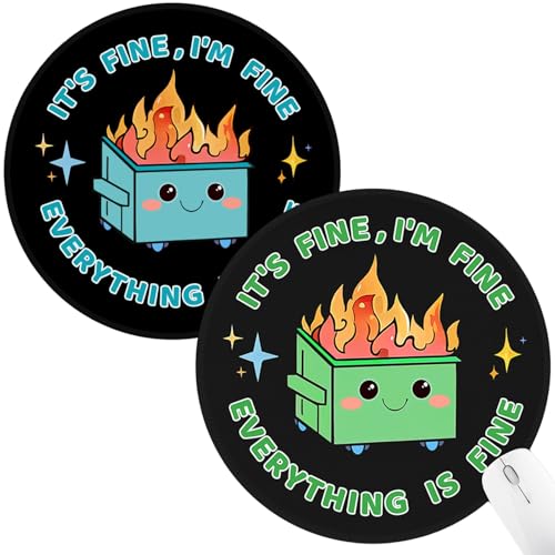 Hancynir 2Pcs Funny Mouse Pad, Dumpster on Fire Round Mousepad for Desk - color: 00-2 Dumpsters Blue & Green
