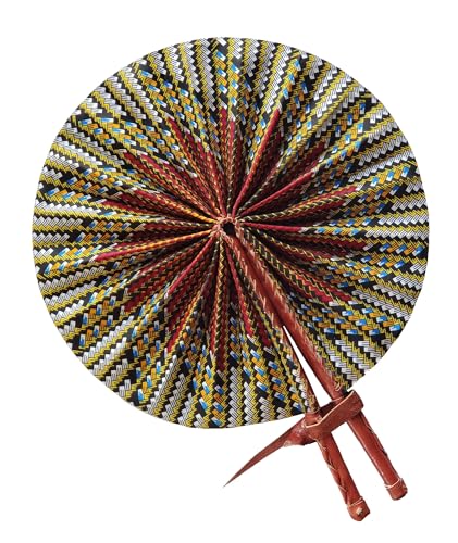 Kente African Print Foldable Hand Fan - color: Anan