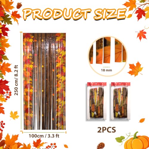 OQOQ Thanksgiving Foil Fringe Backdrop 2 Packs, 3.3x8.2ft Autumn Decor - color: Brown Autumn