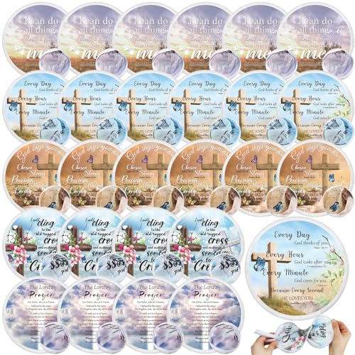 Tradder 50 Pcs Christian Church Fans Bulk Foldable Hand Fans, Stylish - style: Stylish