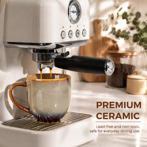 theterra Ceramic Coffee Mugs Set of 6, 12 oz Coffee Cups with Handle - color: Creamy Amber, size: 12 OZ (Set of 6)