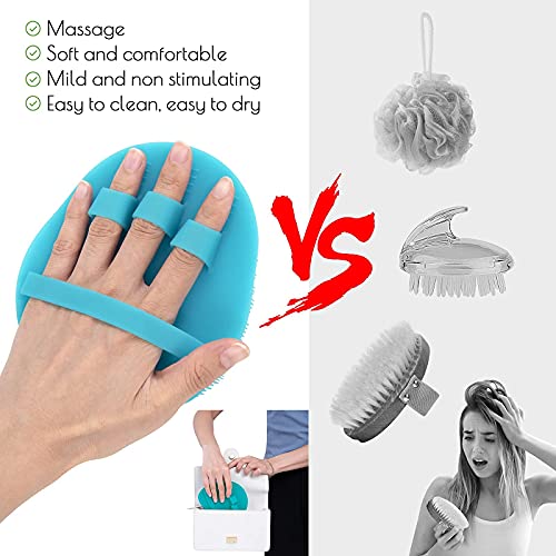 1 Pack Pure Silicone Food-Grade Body Brush Shower Cleansing Scrubber - color: # Blue