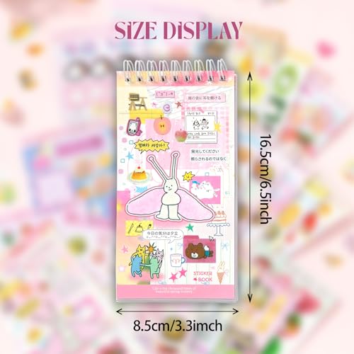 20 Sheets INS Style Cute Cartoon Sticker Book – Kawaii Stickers for Journaling Junk Journal Scrapbooking Planner DIY Crafts - color: Pink