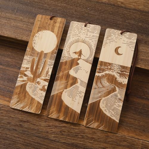 Bookmarks for Adults Men,Bamboo Natural Book Marks, Desert Mountain Sea Book Marks for Reading (Venture) - color: Venture