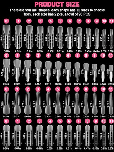 EBANKU 96PCS Clear Matte Dual Nail Forms Kit - color: 4 Shapes