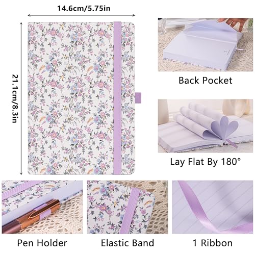 TIEFOSSI Lined Journal for Women, A5 College Ruled Notebook for Writing - color: Purple, size: Lined