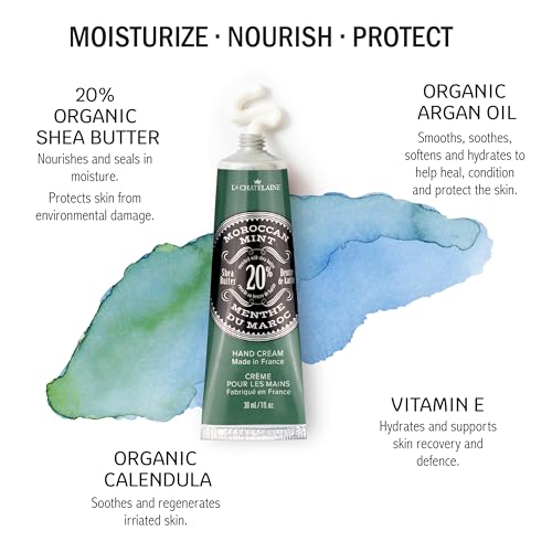 La Chatelaine Hand Cream Unisex Gift Set, Ready-To-Gift Hand Lotion, Travel Size, Natural Hand Cream Made in France with 20% Organic Shea (Moroccan Mint, Vetiver Cedar, Bourbon Vanilla) 3 x 1 fl oz - style: Gray Mosaic