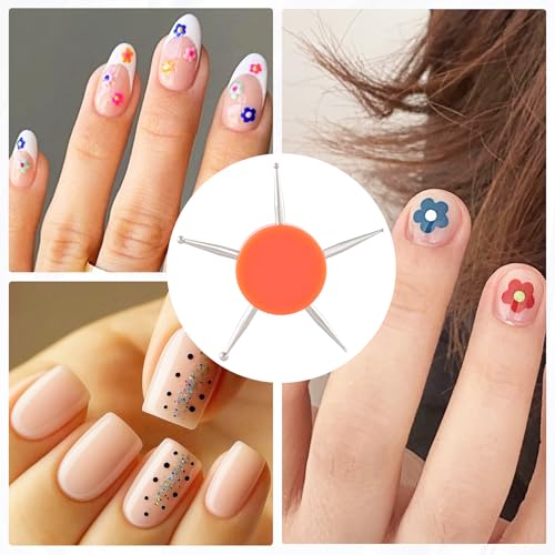 Nail Dotting Tool, 5-in-1 Metal Dotting Tool Nail Art, Orange - color: Orange, 1pcs, 5-in-1