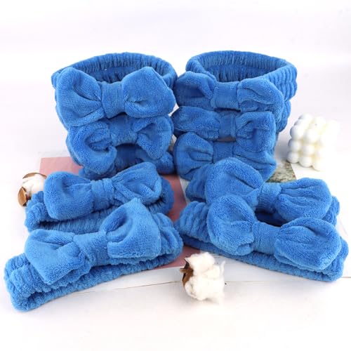 10 Pack Royal Blue Soft Spa Headbands Bulk for Women Girls - color: Dark blue