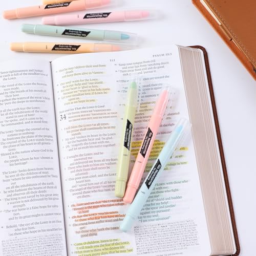 Bible Highlighters and Pens No Bleed Through, 16 Pack Assorted Colors Pastel&Earthy Gel Highlighters, Bible Markers Study Kit Journaling School Supplies with Wax texture（Soft Colors） - color: Soft colors
