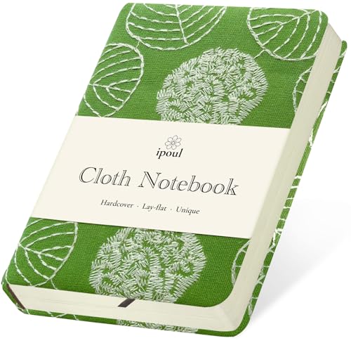 Embroidered Mini Notebook for Girl, Small Fabric Hardcover Journal, A6, 264 Pages, 4x6 Lined Notebook & unlined Sketchbook, Cute Diary, Pocket Notepad Kids Journal, Green Leaf. - color: A6-Leaf Green