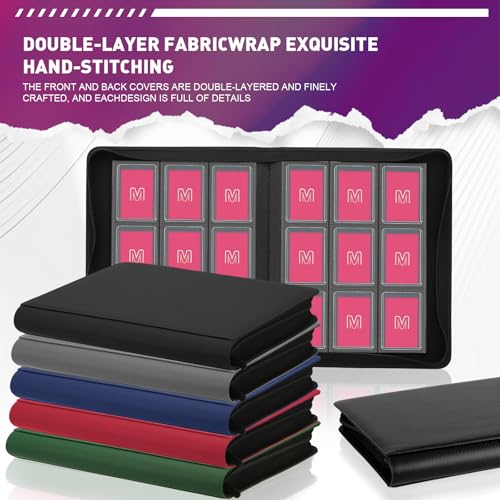Toploader Binder, 9-Pocket 288 Cards Holder for 3"x4" Rigid Card Sleeves - color: 9Oxblood Red