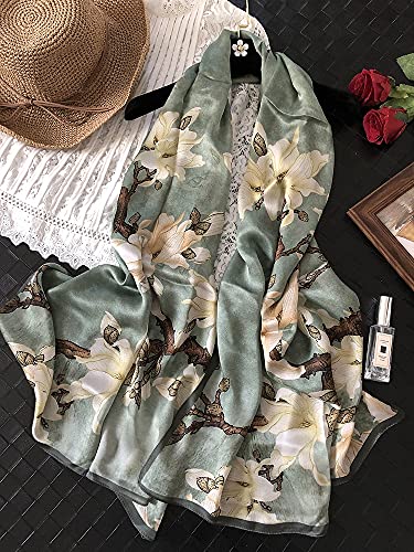 ANDANTINO 100% Silk Long Scarf-Women Large Oblong Shawls with Gift Packed - color: Pale Green