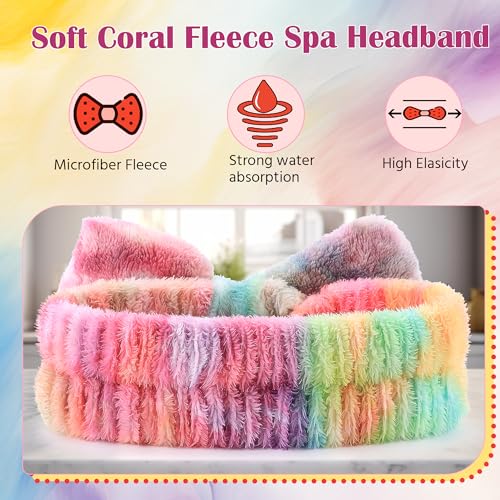 WSYUB Makeup&Skincare Headband, Spa Headband, Headbands for Washing Face - color: Tie-dye Purple, pink, candy, rainbow