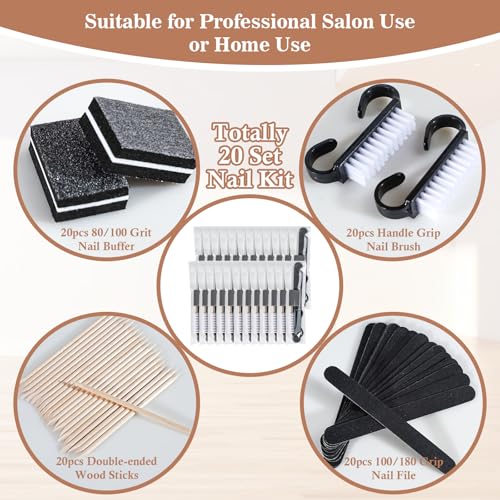 20 Sets Disposable Manicure Kit(20 Set-Black) - size: 20 Set-Black
