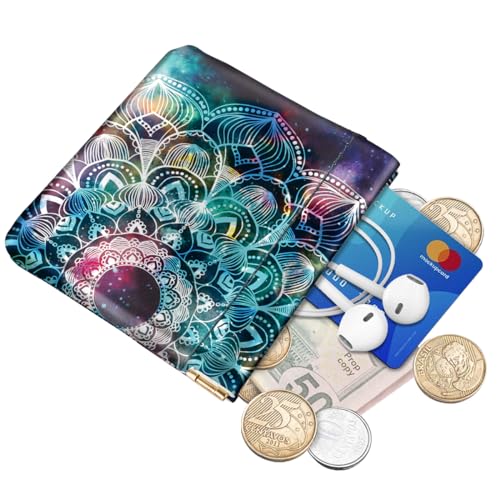 Mandala Squeeze Coin Purse Pouch Small Makeup Bag for Purse - color: Mandala, size: Small (4.4"x3.85")