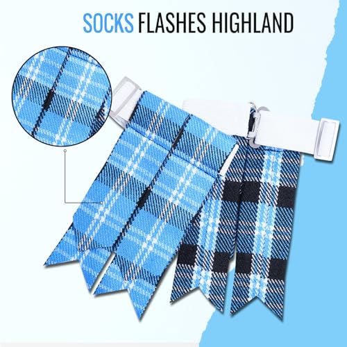 Kilt Flashes for Men with Heavy Buckle Adjusters, Plain & Tartan Kilt Sock Flashes. - color: Clark