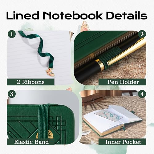 TIEFOSSI A5 Dotted Journal Notebook 190 Pages for Women & Men - color: Deep Green, size: A5-Dotted