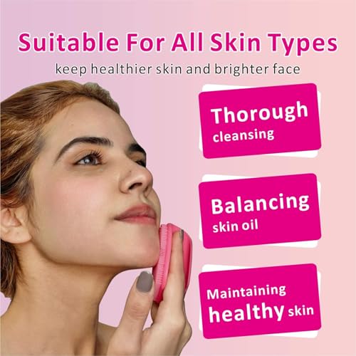 Soft Silicone Face Scrubber with Body Scrubber for Shower Gentle Exfoliating-Facial Exfoliator Scrubber Brushes for Sensitive Skin Deep Cleansing- Gift Women Men Skin Care Tool - color: ( Set)pink+pink