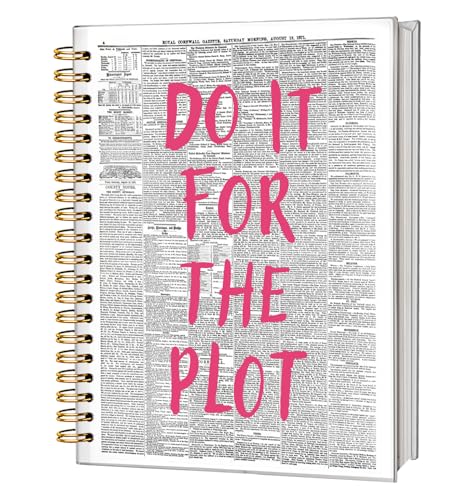 Trendy Positive Affirming Notebook Journal, Do It for The Plot Spiral Notebook, Retro Newspaper Aesthetic Hardcover Notebook Spiral Bound Writing Journals for Schools Classrooms 5.5x8.3 - color: 05-Do It for The Plot(White)