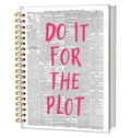 Trendy Positive Affirming Notebook Journal, Do It for The Plot Spiral Notebook, Retro Newspaper Aesthetic Hardcover Notebook Spiral Bound Writing Journals for Schools Classrooms 5.5x8.3 - color: 05-Do It for The Plot(White)