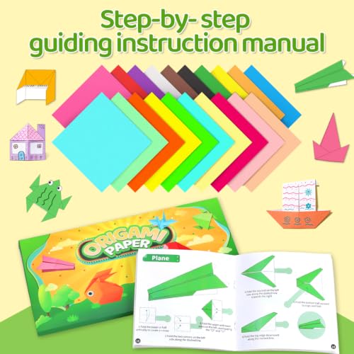 IOOLEEM Origami Paper Kit, 500 Sheets 20 Colors, Double Sided Colored Blank Folding Paper Set with Step-by-Step Instructions, Origami Kit for Art & Craft Supplies - size: 500pcs