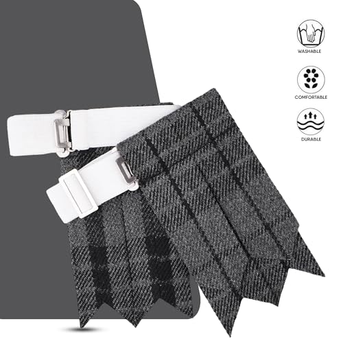 EZE Kilt Flashes for Men with Heavy Buckle Adjusters, Plain & Tartan Kilt Sock Flashes Acrylic Wool - color: Grey Watch Night