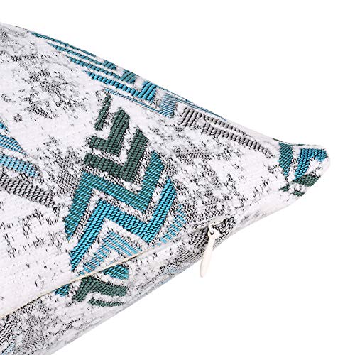 Yeiotsy Pack of 2 Nordic Style Decorative Throw Pillow Covers for Sofa Bed Card Chair Geometric Cushion Cases Jacquard Chenille (Teal Rhombus, 18 X 18 Inches) - color: Teal Rhombus
