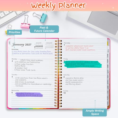 Xqumoi 2027 A5 Planner Rainbow Swear Words Weekly and Monthly Planner Gift - color: Rainbow 2027, size: A5