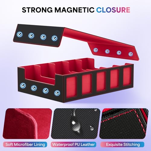 UAONO 5-Row 3900+ Trading Card Storage Box with Commander Display - color: Black&Red, size: 5-row