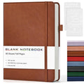 Journal Notebook, A5 Leather Hardcover Blank Sketchbook, 160 Pages, 180° Lay-Flat Binding, 100 GSM Thick Paper, for Sketching, Drawing, Art Journaling & Creative Writing (Brown) - color: Brown, size: Plain