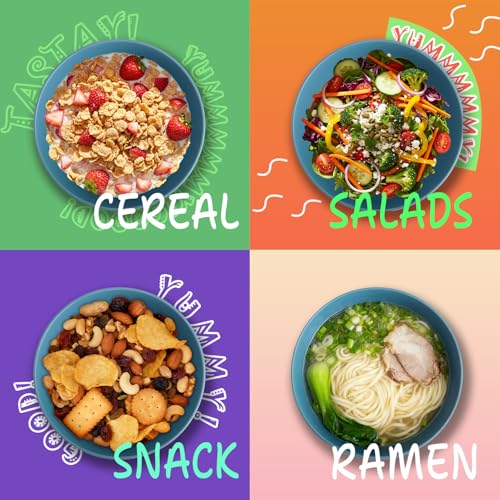 26 OZ Wheat Straw Bowls Set of 6, Reusable Plastic Kitchen Bowls, Unbreakable Bowls Set for Cereal, Salad, Snack, Soup, Ideal for Indoor & Outdoor, Microwave & Dishwasher Safe, Blue - color: Blue, size: 26 OZ