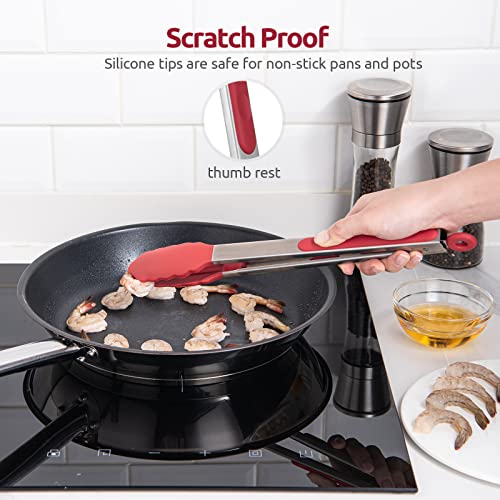U-Taste Kitchen Tong for Cooking, 600ºF Heat-Resistant Silicone, 12in/Red - color: Red, size: 12 inch