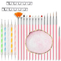 23 Piece Nail Art Tools Set Resin Nail Art Palette Nail Art Brush 2-way Acrylic Silicone Engraving Pen Dotting Pen Tools DIY Home Salon Makeup Display Board Nail Art Kit (pink) - color: pink