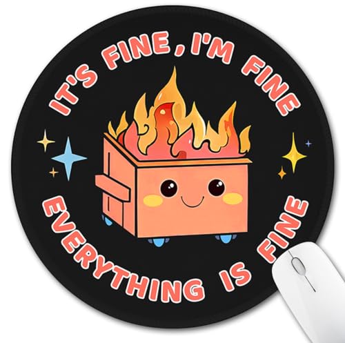 Hancynir Funny Mouse Pad, Dumpster on Fire Round Mousepad for Office Desk - color: Cute Funny Dumpster