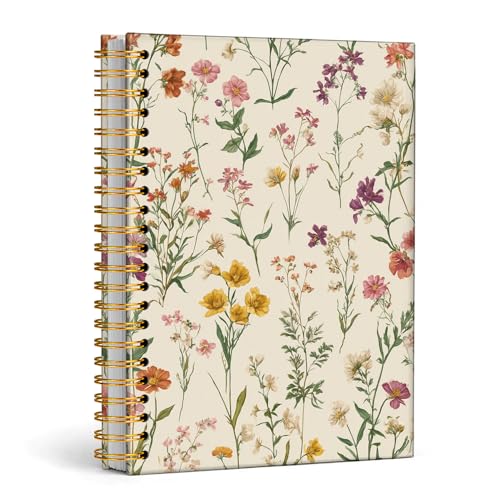 Enkvke Floral Notebook Wildflower Spiral Journal A5, - color: Floral-Cottagecore-A5