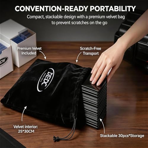 DEDC 30 Pack Modular Acrylic Graded Card Display Risers Black Trading Card Stands for Vendor Showcase and Sorting Tray - size: 30 Pack