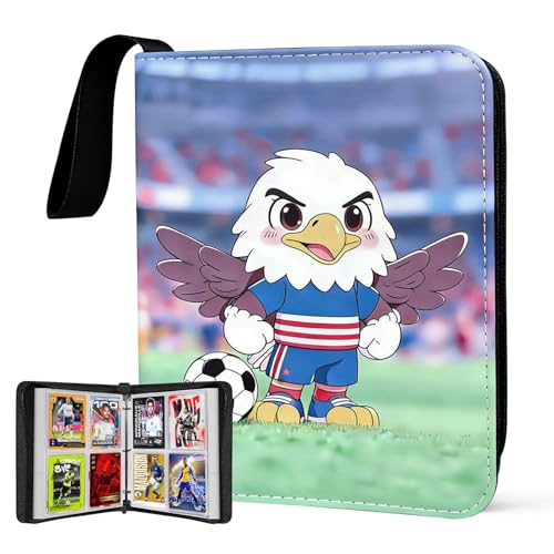 400 Pockets Soccer Card Binder, Portable Waterproof PU Storage Album,J850 - color: Soccer03-400