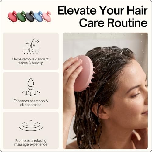 SXNSE Revive Silicone Scalp Massager - Manual Scalp Scrubber & Exfoliator Brush for Dandruff, Buildup & Itch - Scalp Shampoo Brush for Wet & Dry Hair with Soft Bristles and Easy-Grip Handle, Forest - color: Forest