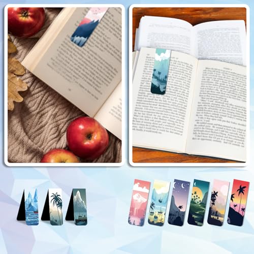 48 Pieces Magnetic Bookmarks Magnet Page Markers - Book Marks for Reading Women & Men with Storage Boxes - Cute Magnet Bookmark Clips for Reading Pleasure（Coconut Trees） - size: 48, style: Coconut Trees Style