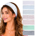 Sunolga 7 Pack 4.2in Wide Floral Polka Dot Non Slip Headbands for Women