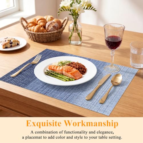 SHACOS Gradient Blue Woven Placemats Set of 4 Place Mats Indoor Outdoor - color: Gradient Blue, size: Set of 4