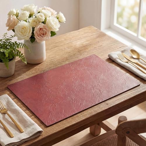 Artoid Mode Red Faux Leather Placemats Set of 6, 12x18 Inch Waterproof Wipeable Heat Resistant Vinyl Place Mats, Reversible Table Mats for Christmas Kitchen Dining Decor - color: Red, size: 12" x 18", Rectangular Set of 6
