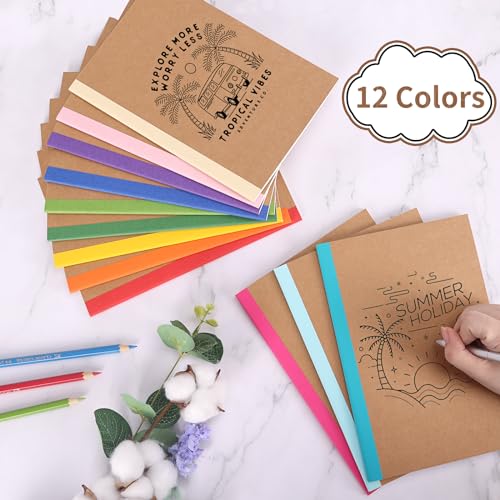 EOOUT 40 Pack A5 Kraft Notebooks Bulk, Lined Journals Bulk Colors with Rainbow Spine, 60 Pages for Kids Writing, Travel, Students - color: Rainbow, style: Lined-40pack