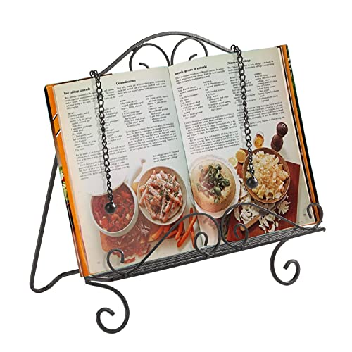 Metal Cookbook Holder Recipe Book Stand for Kitchen, Vintage Scrollwork - style: Scrollwork