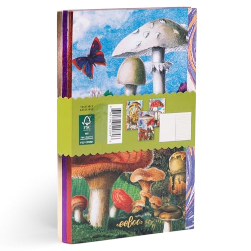 eeBoo: Mushroom Little Books – Set of 3 Small Notebooks, 5.75 x 4, 64-Page Journals with Lines & Dot Grid Pages, Portable Journals - style: Mushroom